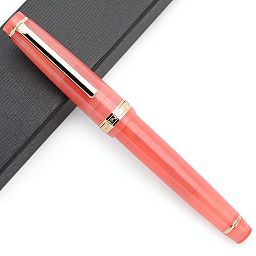 JINHAO 82 Acryl Füllfederhalter mit Iridium Feder (Feine Feder, Transparent Wassermelone Rot mit Gold Clip)