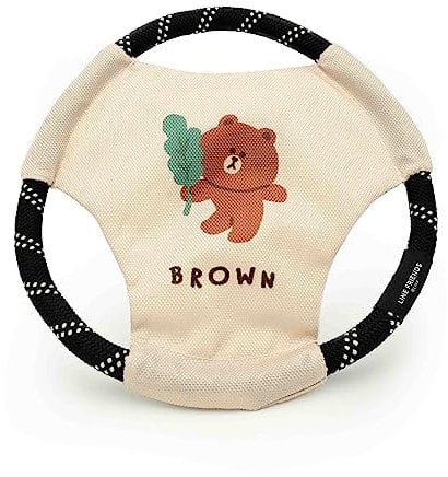 ZippyPaws x LINE Friends, Brown - Rope Gliderz Durable Flying Disc Outdoor Dog Toy for Throwing & Fetch, Puppy & Dog Frisbee