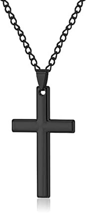 fdsmall Kreuz Halskette für Männer Minimalismus Edelstahl Silber Schwarz Gold Box Anhänger Kette Halskette Schmuck Geschenke für Männer und Jungen (weiß)
