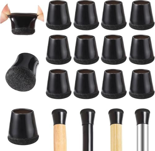 40 Pezzi Gommini per Sedie Nero, Feltrini per Sedie Rotondi Ispessito, 14-20MM Tappi per Sedie Elastiche per Protezione i Pavimenti da Graffi e Rumori (Piccolo, Nero)