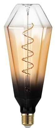 EGLO XXL E27 Lampe dimmbar, Spiral LED Retro Glühbirne Big Size | extra-großes Vintage Deko Leuchtmittel in Gelb und Schwarz, 4 Watt, 120 Lumen, warmweiß, 1700 K, L 24,5 cm