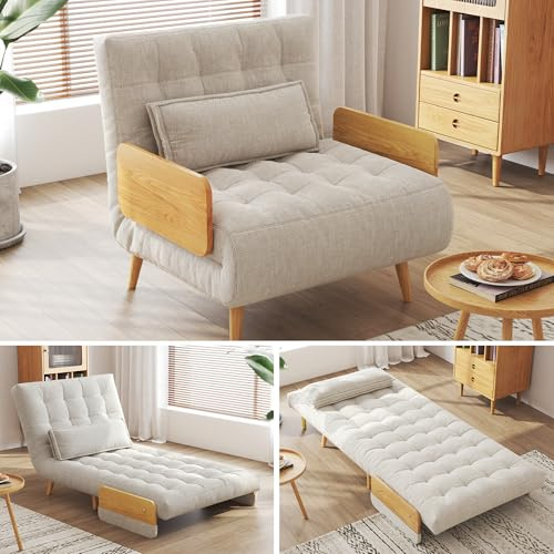 JASIWAY Convertible Sofa Chair Bed, 28 Mid-Century Sleeper for Adults