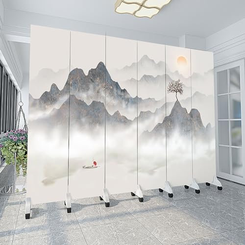 Room Dividers & Folding Privacy Screens, Portable Bedroom Divider/ Privacy Wall 4 5 6 Panels, Commercial Privacy Screen with Wheels for Apartment/ Lobbies ( Color : Tall 180cm/5.9ft , Size : 6 Panel )