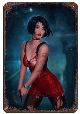 Resident Evil Ada Wong Poster, 8, Retro-Poster, Metallblechschild, schicke Kunst, Retro, Eisenmalerei, Bar, Menschen, Höhle, Café, Familie, Garage, Poster, Wanddekoration, 20 x 30 cm