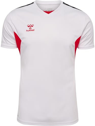 hummel Herren Hmlauthentic Pl Jersey S/S T-Shirt, White/True Red, XXL EU