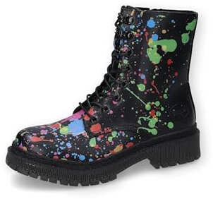 Dockers by Gerli Damen Combat Boots, Frauen Stiefeletten,halbstiefel,Kurzstiefel,uebergangsschuhe,uebergangsstiefel,schwarz/rot,40 EU