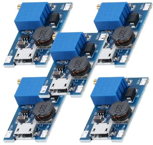 AZ-Delivery 5 x 2A DC-DC Boost Step-Up Trasduttore MicroUSB - Regolatore di tensione universale 2V-24V a 5V-28V per MT3608 - Convertitore di tensione ideale e stabilizzatore di tensione per molteplici