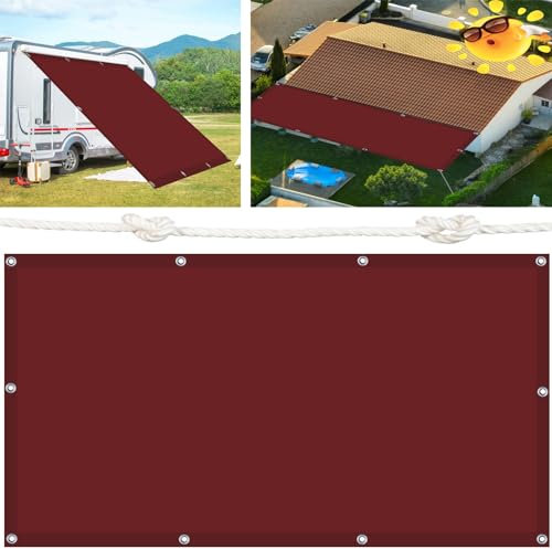 Toldo Vela de Sombra Exterior 200 x 400 cm Toldo Lateral Impermeable 98% de Protección UV con Cuerdas y Ojal para Patio Pérgola Exterior, Vino Tinto