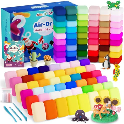 Lufttrocknender Ton, 102 Farben, Modelliermasse für Kinder, magischer Ton, Formton-Set mit Modellierwerkzeugen, nicht klebend, weich und superleicht, Kunst- und Bastelgeschenk für Jungen, Mädchen