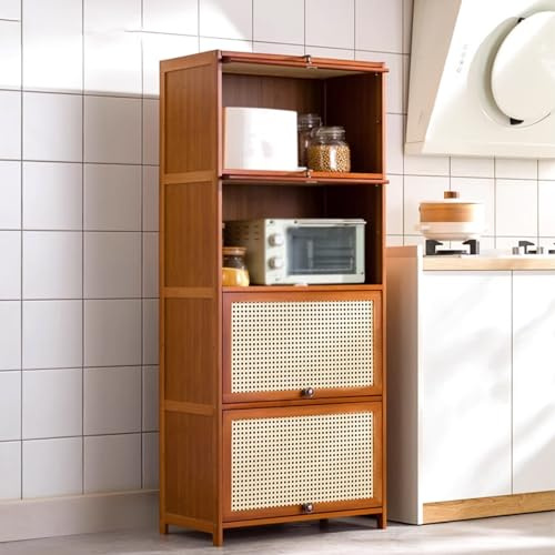 Mueble Cocina Almacenaje Vintage Alacena de Cocina Despensa Rustica 3/4 Niveles Estanteria Cocina Muebles de Cocina Mueble Auxiliar de Almacenaje(4 Tier,60cm)