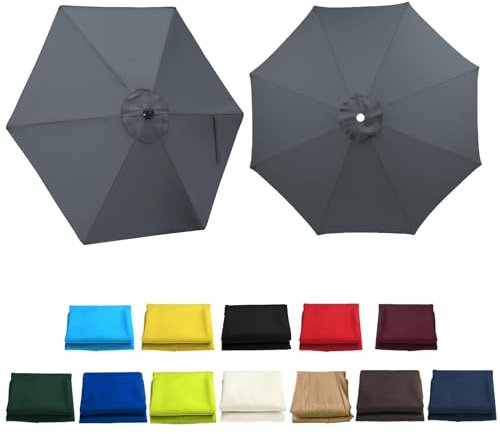 JEDAL Telo di ricambio per ombrellone da patio, Telo Di Ricambio Per Ombrellone di piscina 6 Stecche/8 Stecche copertura Di Ricambio Per Ombrellone Da Esterno 2.30m 2.70m 3.0m(Grigio)