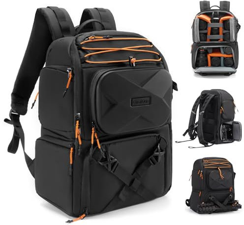 Cwatcun D132 Camera Backpack, Black2, L, Camera Backpack