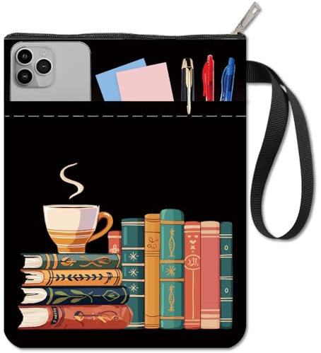 craspire Buchhülle Kaffeebraune Buchumschläge Buchmuster Schwarzer Buchschutz Für Taschenbücher Waschbarer Buchumschlag Aus Stoff Mit Reißverschluss Und Zusätzlicher Hüllentasche Für Buchliebhaber
