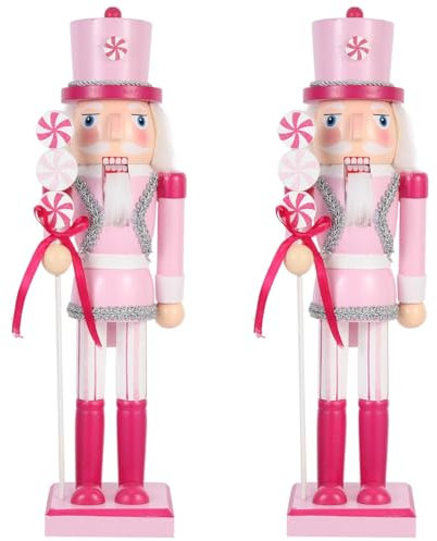 2 Pièces 13 Pouces Ornement De Figurine De Casse-Noisette De Noël: Soldat Casse-Noisette en Bois Rose Figurines De Casse-Noisette À Collectionner Festives Ornement De Noël pour La