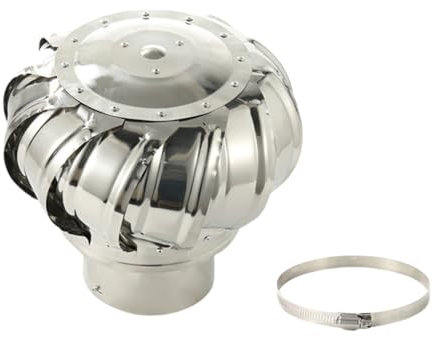 LoJax Drehbarer Schornsteinaufsatz aus Edelstahl, Wind- und regensicher, Entlüftungskanal-Regenaufsatz, stromloser Hauben-Dachventilator