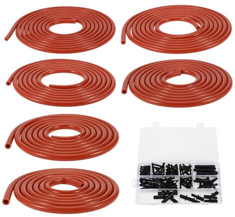 Motoforti Tuyau De Silicone Pour Aspiration Automobile 10 Pieds 3/4/5/6/8/10Mm Id 2Mm D'Épaisseur Rouge Haute Température 1 Ensemble Pression Maximale De 130Psi