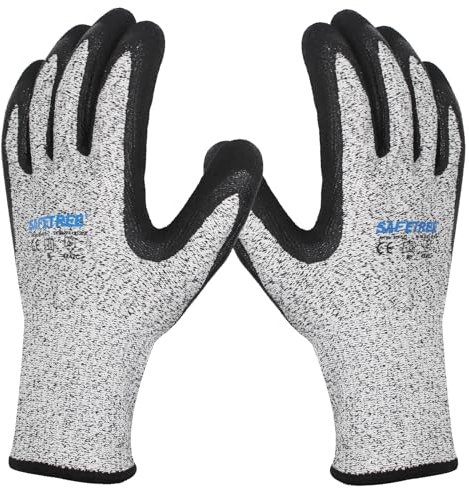 SAFETREE Schnittschutzhandschuhe, HPPE Schnittfeste Handschuhe, für Metzger, Küche, Austernöffnen, Fleischschneiden, Holzschnitzen und Garten (1, 9/L)
