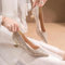 SECWL Scarpe da Sposa con Paillettes e Tacco Medio, da Donna, con Tacco Slip-on, da Donna, con Punta a Punta, Lucide, da Festa, Taglie Forti, con Tacco Alto da Donna, 42