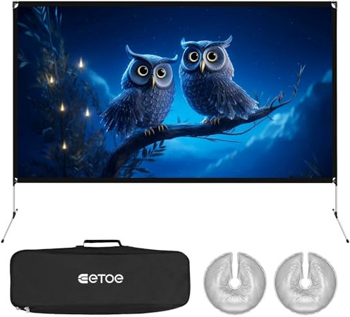 ETOE Outdoor Projector Screen with Stand - 120 inch Portable Projector Screen Indoor Outdoor Projector Screens 16:9 4K HD Outdoor Movie Screen with Carry Bag,Enioy Home Theater Projection Screen