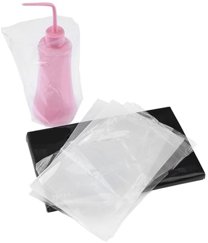 100Pcs/Set Disposable Transparent PE Tattoo Wash Bottle Bags - 6 x 10 Inch Squeeze Bottle Covers for Tattoo Cleaning Supplies