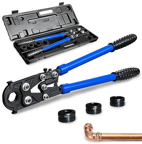 Crafthydro Copper Tube Fittings Pro Press Tool Kit with 1/2, 3/4, 1, Copper Pipe Crimping Tool