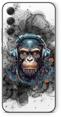 Skins4u Schutzfolie Aufkleber Skin kompatibel mit Samsung Galaxy A56 Kratzerschutz Skins Vinyl Folie Rückseite Black Smoke Monkey