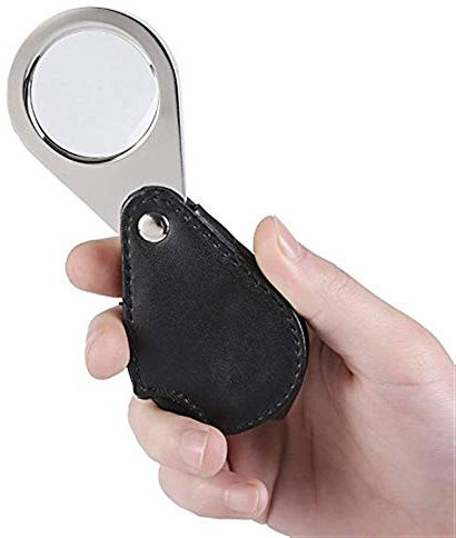Loupe portative de Mini Porte-clés Pliant en Cuir d'unité Centrale 6X pour Lire des Livres, des journaux, des Cartes et à usages Multiples