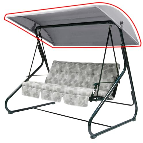WingFly Replacement B&Q Colorado 3 Seater Garden Swing Hammock Canopy Top Cover Only, For Swing Garden Hammock Upgrade (204 X 117CM Grey)