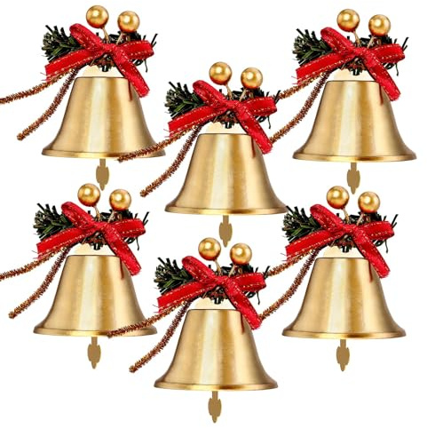 Weihnachtsglocke Anhänger, 6 Stück Weihnachtsbaum Glocken, Glöckchen Vintage, Weihnachtsdeko zum Aufhängen, Weihnachtsanhänger, Weihnachtsschmuck für Weihnachten Fenster Tür Geschenke