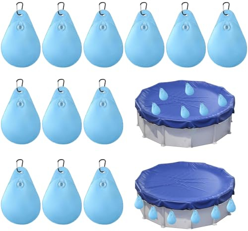 Poolabdeckung Gewichte Wassersack,12 Stück Pool-Wasserbeutel,Pool Beschwerungssack,Winter Pool Abdeckplane Beschwerungssack,Hängetasche für Schwimmbadabdeckungen,für Poolabdeckung Winter