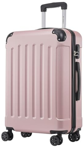 YONSLY Trolley Koffer Suitcase, Reisekoffer, Rollkoffer Handgepäck, Hartschalenreisekoffer mit 4 Rollen 360°, Zahlenschloss, Weicher Gummigriff für Reisen, Camping (L, Roségold)