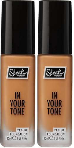 Sleek MakeUP In Your Tone 24 Hour Foundation, Medium Buildable Coverage in 30 Shades, Semi-Matte Flawless Finish, 7N, 30ml (Pack of 2)