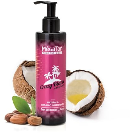 MegaTan Crazy Black Natürlicher Bräunungsbeschleuniger Solarium – 150ml Tiefenbräune Booster mit Natürlichen Bräunungsaktivatoren & L-Tyrosin – 99% Bio Melanin-Booster Sonnenbank Creme