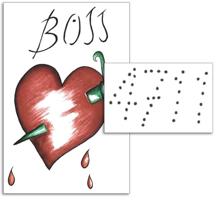 [ALUNA CREATES] 2 Pcs Temporary Tattoos for Adults, Realistic Waterproof Tattoo, BOSS Heart, Long Lasting Fake Body Art for Halloween Costume, Cosplay, Crimson Dagger Bleeding Heart, Transvestite