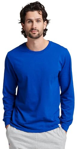 Russell Athletic Men's Dri-Power Long Sleeve Tees, Moisture Wicking, Odor Protection, UPF 30+ T-Shirt, Royal, S