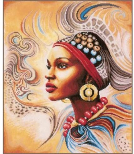 Lanarte Kreuzstich Stickpackungen Gezählter Kreuzstichbilder Set AFRIKA Wanddekoration Handarbeit Set für Erwachsene 38 x 47 cm DIY Deko Bastelset Handwerker Kreative Geschenkset