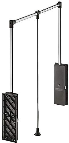 Gedotec Wardrobelift Dämpfung Schrank-Lift Kleiderlift Kleiderstange & Kleider-Schrank - Professional | Kleiderlüfter klappbar schwarz | verstellbar 870-1190 mm | 1 Set - Design Garderoben-Lift 15 kg