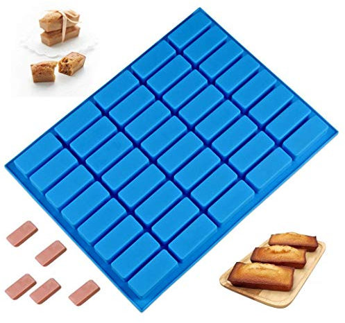 Mity rain 40 Cavities Rectangle Silicone Mold - Caramel Candy Trays Molds for Chocolate Truffles, Ganache, Jelly, Praline, Ice Cube Tray, Gummy(blue)