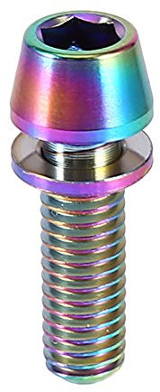 1 x Mountainbike-Schrauben, Titanlegierung, konische Kopfschraube, Titan-Unterlegscheibe, M5 x 16 (M5 x 16, bunt)