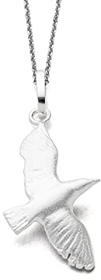 DUR Anhänger Möwe für Halskette aus 925 Sterling Silber, Matt Silber, 40x18 mm, P2672