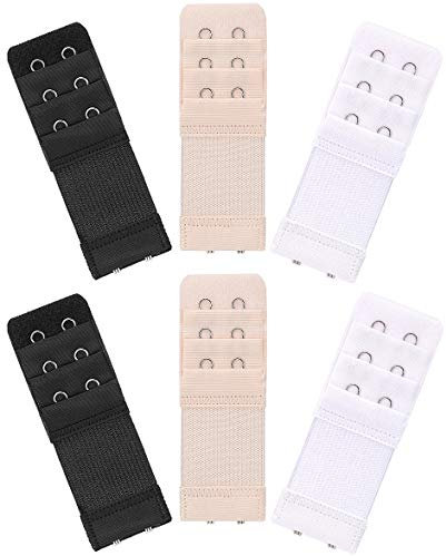 Akstore 6-Piece Women's Soft Comfortable Elastic Bra Extenders - 2 Hook, 3 Row Lady's Bra Extender - One Size