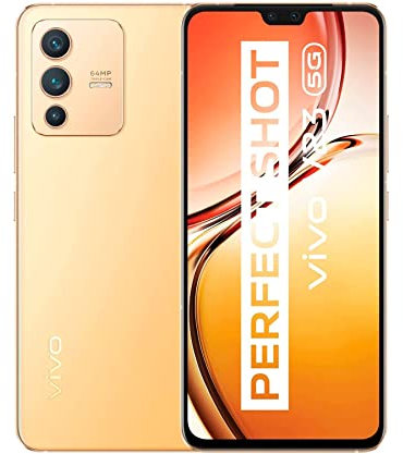 VIVO V23 5G Smartphone, 12 GB e 256 GB, AMOLED FHD+ 6.44 Pollici, Fotocamera da 64 MP e Frontale AF da 50 MP Cellulari, Batteria 4.200 mAh e Ricarica Rapida 44W, Android NFC Smartphone, Sunshine Gold