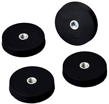 MUTUACTOR 4PC leistungsfähiger Neodym-Magnet mit gummiertem magnete wasserfest Innengewinde D32 * 6mm M5 des Kamera-Panels LED Multi Gebrauch-Magnetglas, magnetische ziehende Stärke 8.5KG