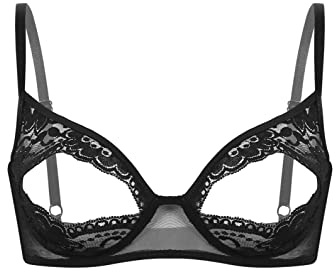 Yeahdor Damen BH Spitze Offene Brust Brustfrei Transparent Bra Hebe Bralette Verführerisch Unterhemd Dessous Unterwäsche