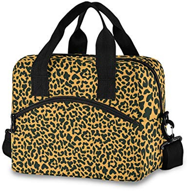 Mnsruu Animal Leopard Print Lunchbox Kühltasche Wiederverwendbare Tragetasche Schultertasche Isolierte Lunchbox für Outdoor Picknick, Bootfahren, Arbeit, Schule