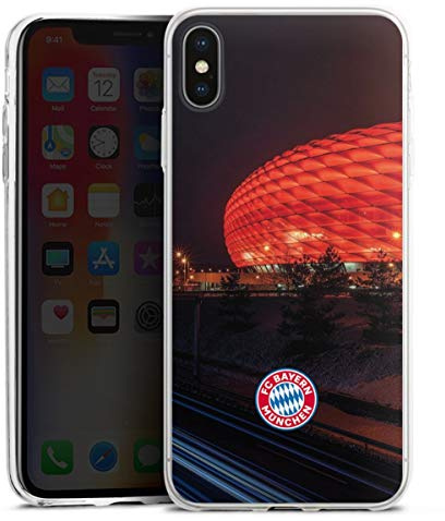Slim Case kompatibel mit Apple iPhone XS Max Silikon Handyhülle transparent Hülle extra dünn FC Bayern München FCB Stadion