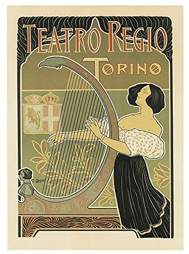Legendarte Vintage Kunstposter Teatro Regio Torino - Wanddeko, Canvas cm. 50x70