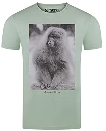 riverso Herren T-Shirt RIVCharly Fotodruck Rundhals Kurzarm Tee Shirt Regular Baumwolle Tierdruck Blau Weiß Grau Grün S M L XL XXL 3XL 4XL 5XL