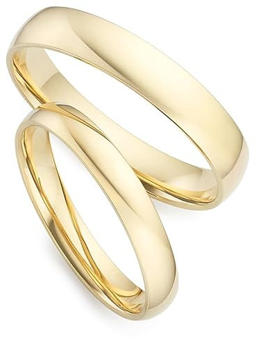 123traumringe Eheringe in 333 Gold I Edle Partnerringe mit Etui I Gravierbare Eheringe mit Ringgröße 50-72mm I Damenring in 3mm Breite + Herrenring in 4mm Breite & 1,3mm Stärke I P21/P22