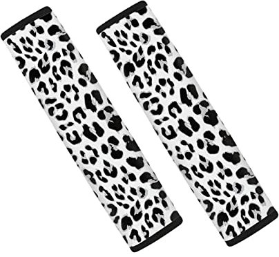 Dolyues Auto-Sicherheitsgurtbezüge für Damen, Leopardenmuster, Weiß, 2 Stück, universal, bequem, Schultergurtpolster